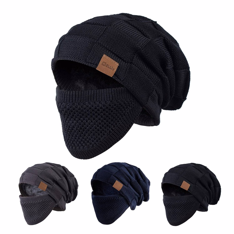 Winter Warm Knit Cap W/ Face Cover
