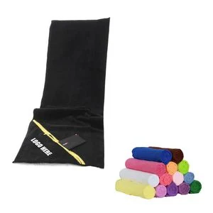 Fitness Sports Microfiber Towel With Zipper Pocket 1