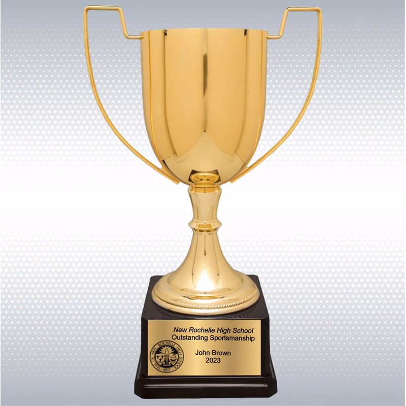 14 1/4" Completed Zinc Cup Trophy on Plastic Base