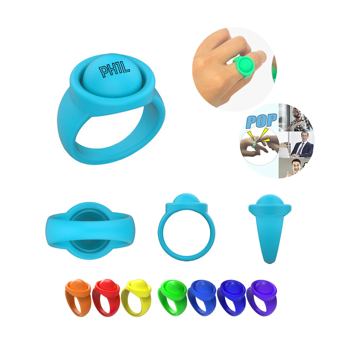 Silicone Pop Fidget Stress Relief Ring Toy 1