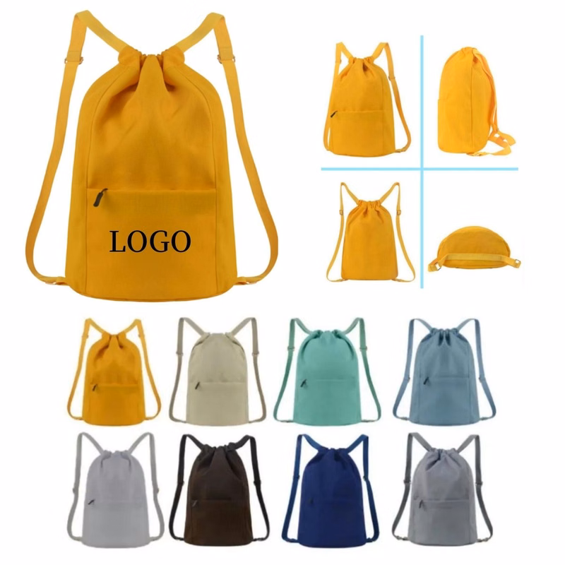 Canvas backpacks with Adjustable Strap&Zipper Pocket