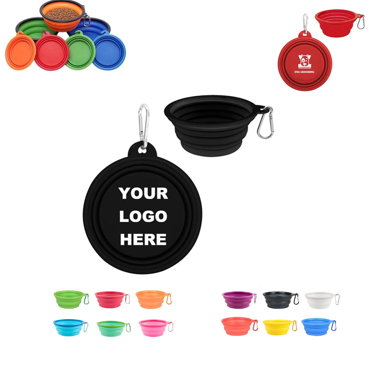MOQ50 Silicone Collapsible Folding Soft Pet Bowl 1