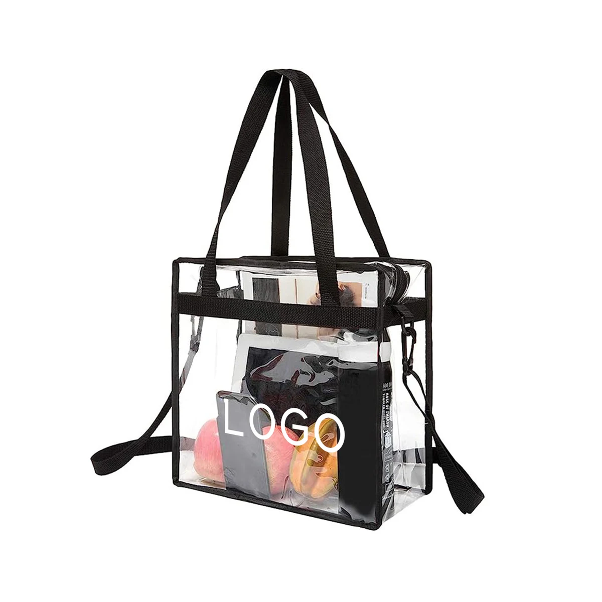 Clear Open Tote Bag, custom tote bag with logo imprint 1