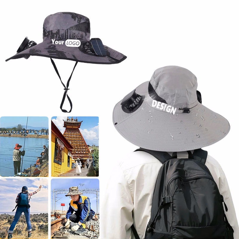 Solar Dual Fan Cooling Hat UV Protection Outdoor