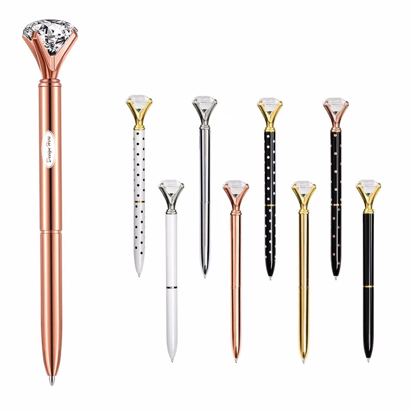 Premium Metal Ballpoint Pen with Diamond Crystal Accent
