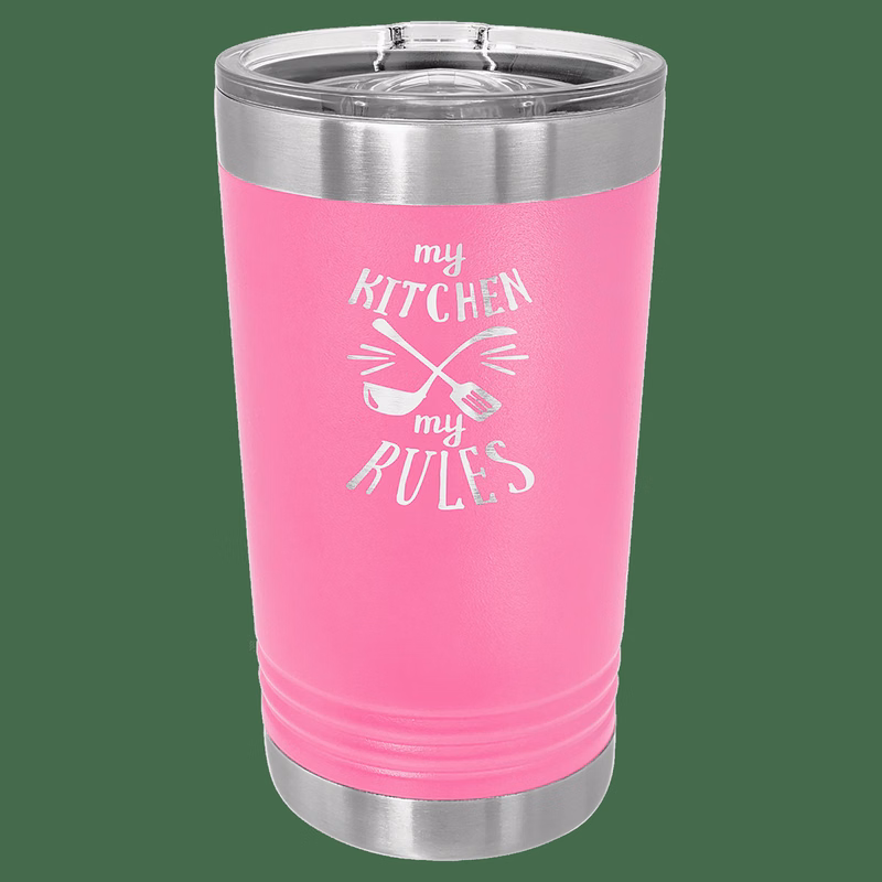 16 oz. Pink Laser Engraved Polar Camel Pint Tumbler w/Slider Lid