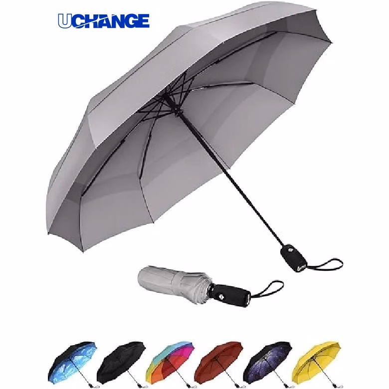 Double Canopy Vented Folding Umbrella Windproof Rain Gear