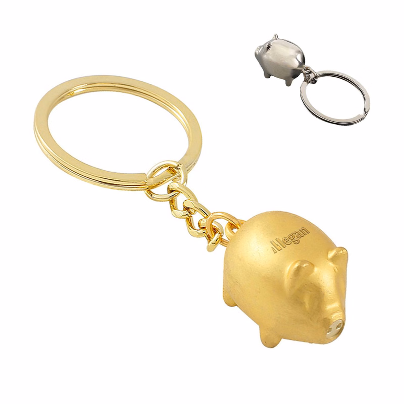 Personalized And Creative Metal Zodiac Piglet Keychain
