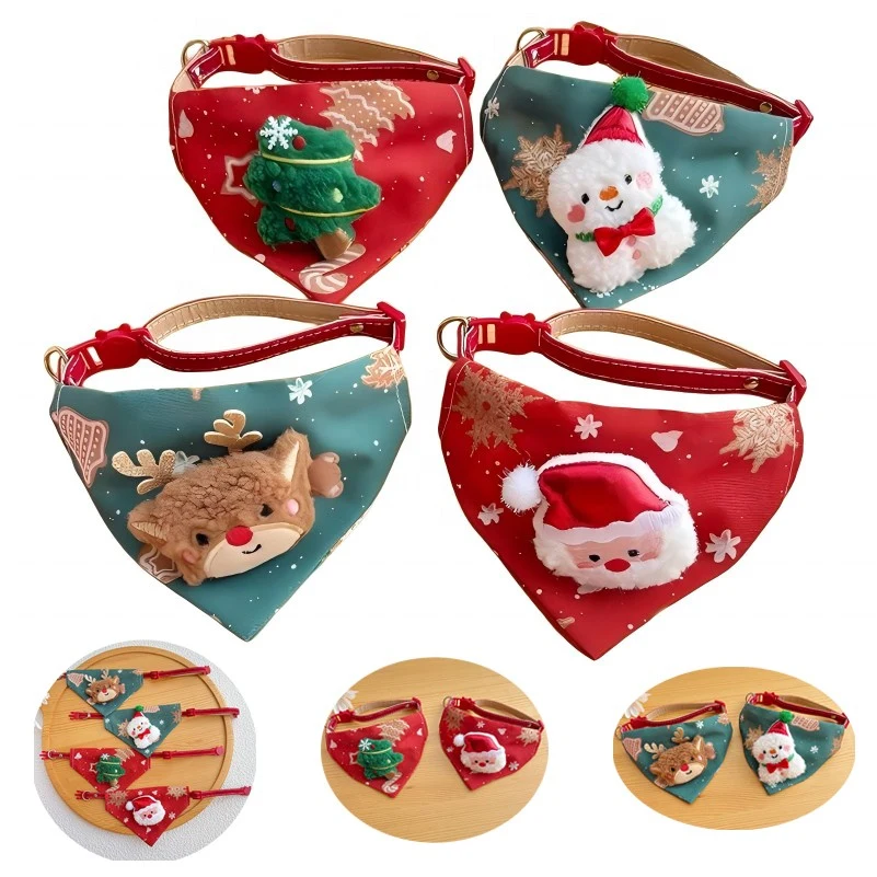 Christmas Dog Bandanas Adjustable Custom Pet Collar 1