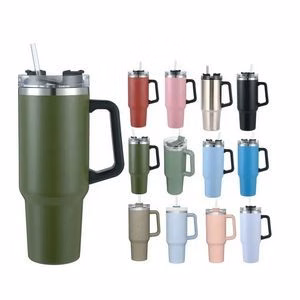 30Oz Stainless Steel Straw Cup With Handle Travel Mug