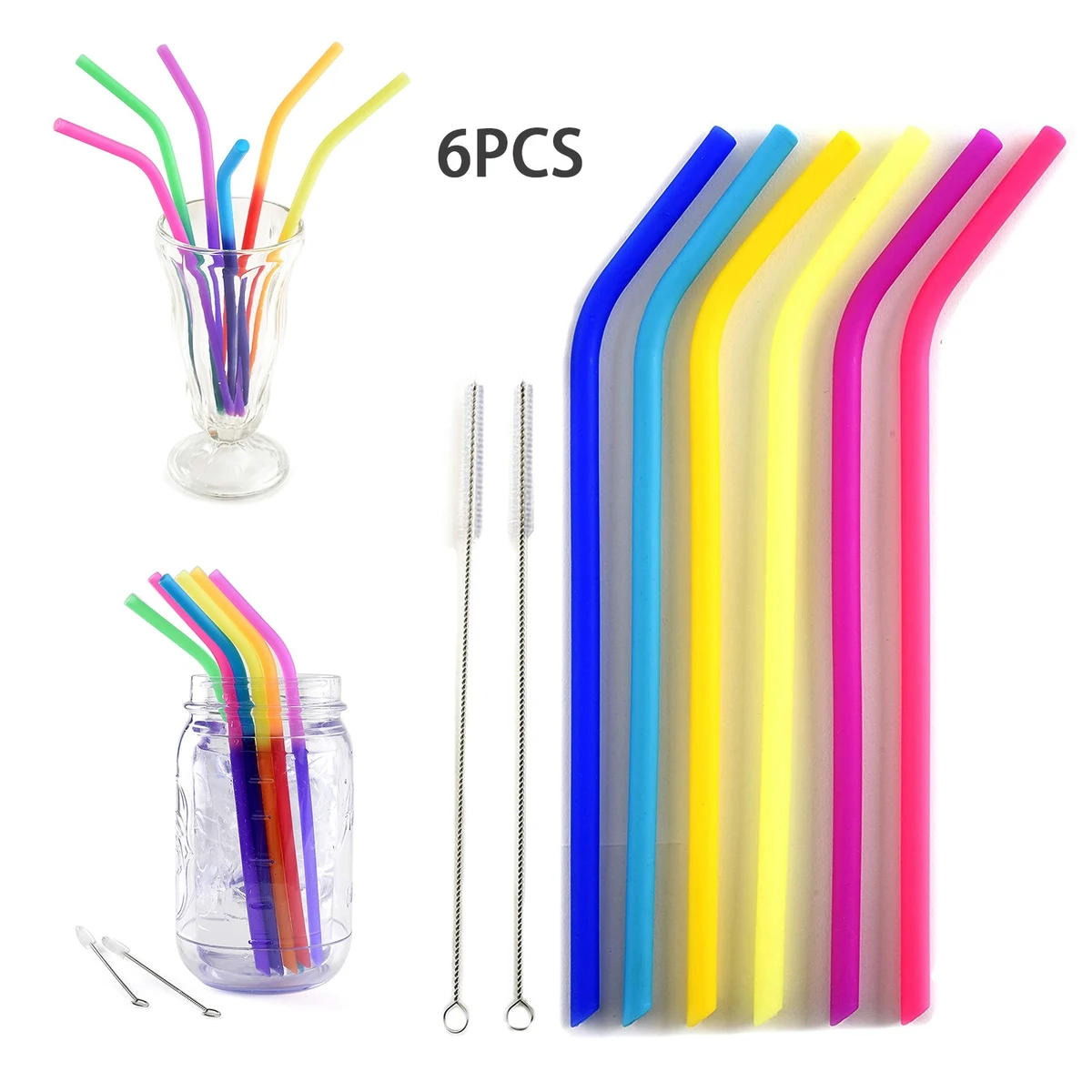 6 Piece Set Reusable Straw 1