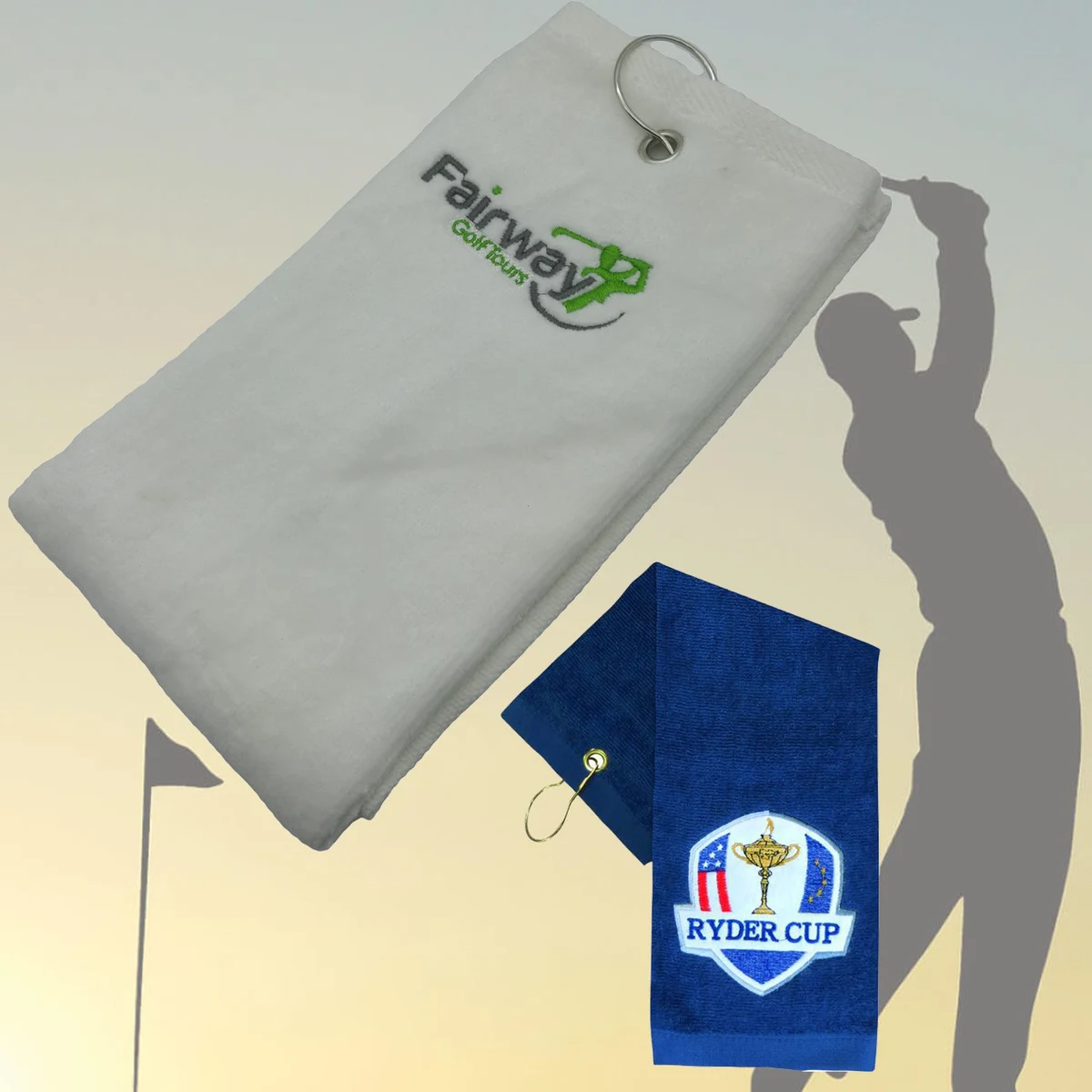 450G 100% Cotton Embroidered Golf Towel w/ Carabiner 15.5 " x 24.4" 1