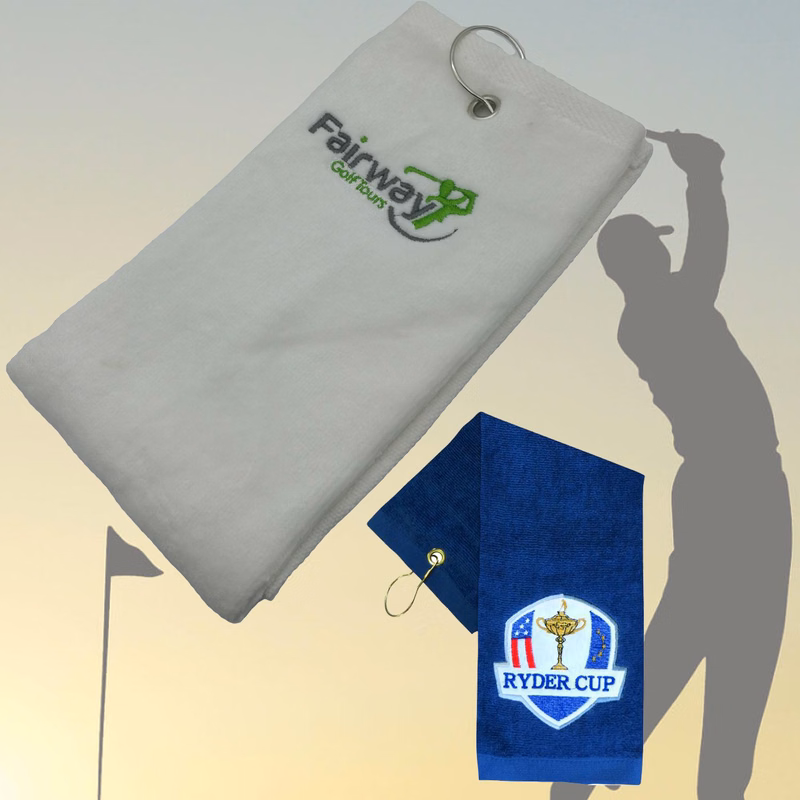 450G 100% Cotton Embroidered Golf Towel w/ Carabiner 15.5 " x 24.4"