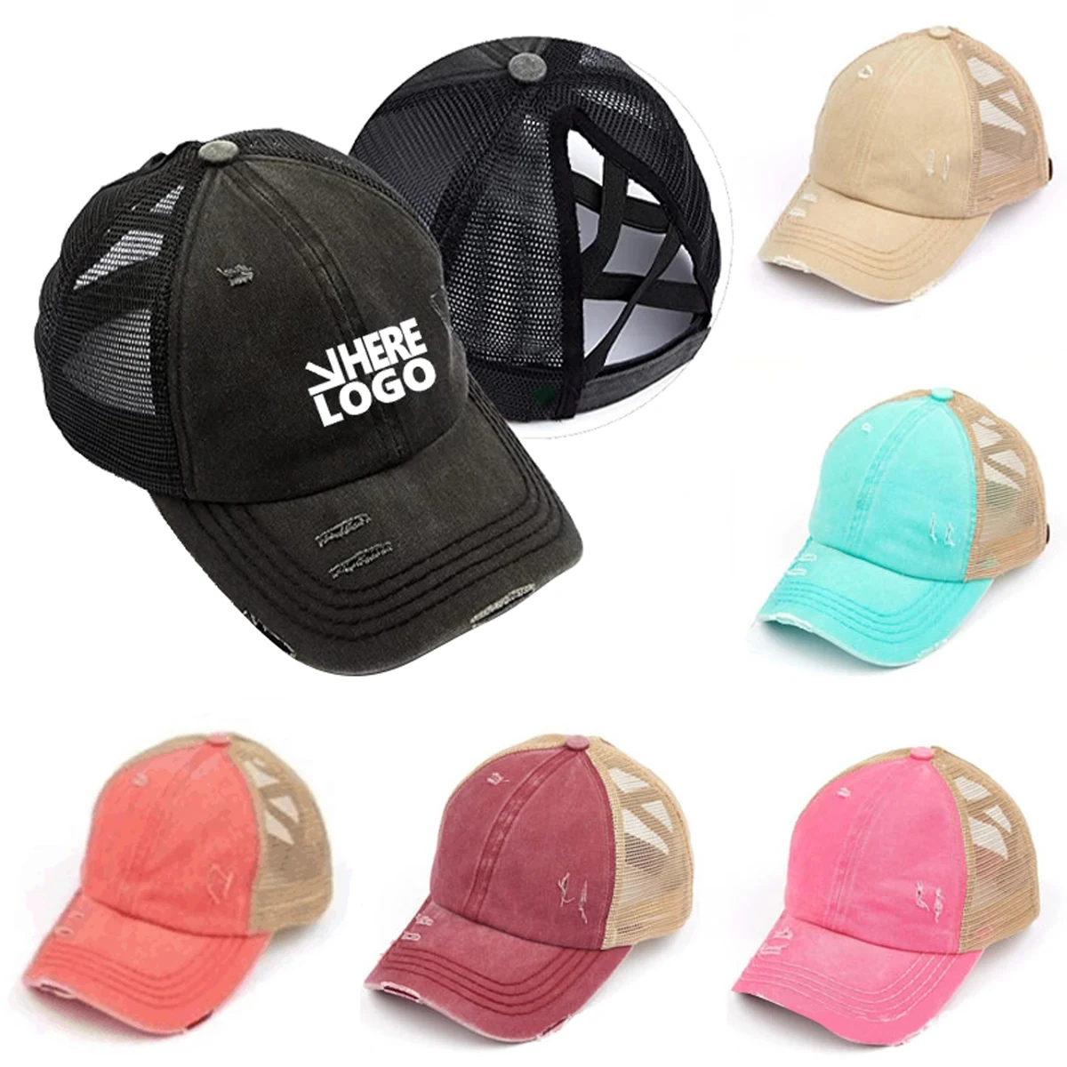 Washed Distressed Mesh Trucker Hat MOQ 50PCS 1