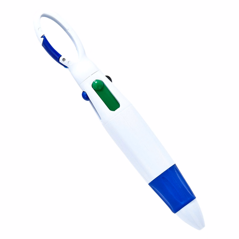 4-in-1 Multi-Color Ink Ballpoint Pens With Carabiner Clip