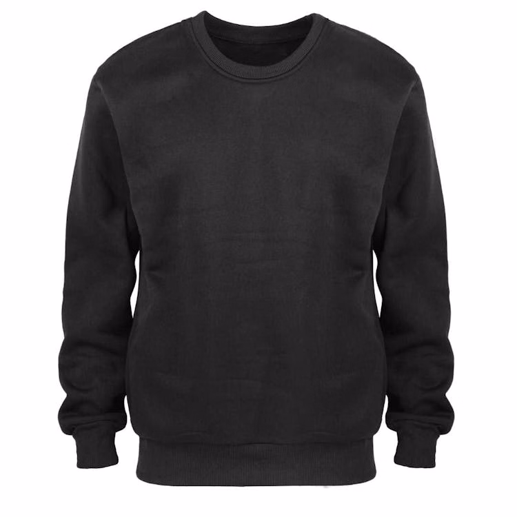 Men's Crew Neck Fleece Pullovers - Size 5XL Black