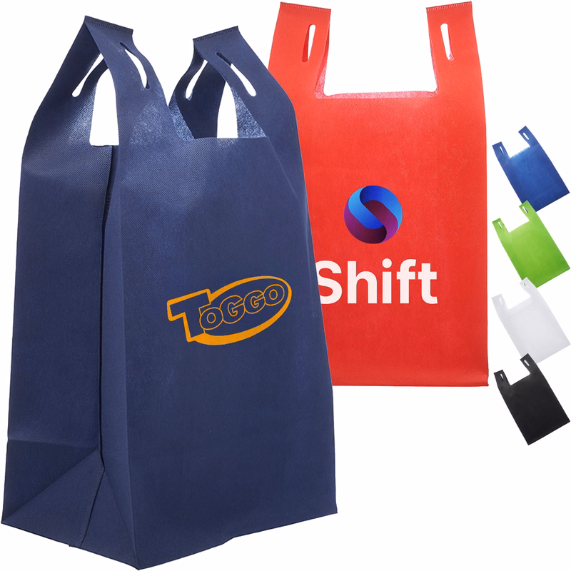 T-Shirt Style Grocery Shopping W/ Gusset Tote Bag (11" X 19.5" X 7")