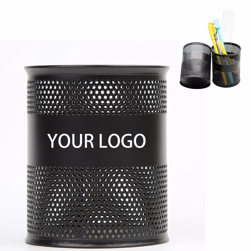 MOQ 100PCS Custom Round Metal Mesh Pen Holder
