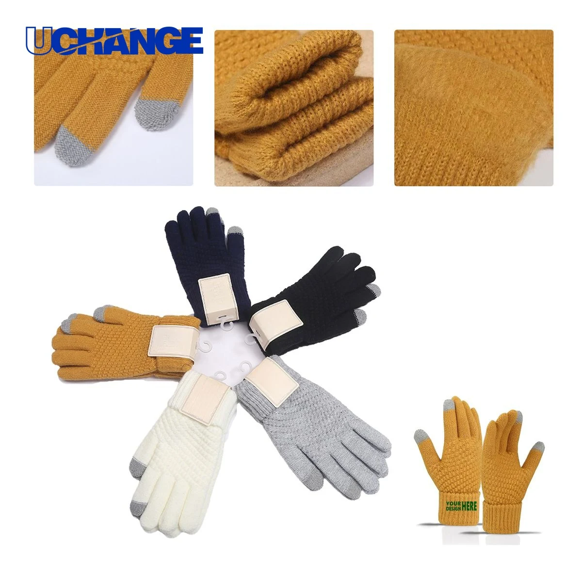 Touchscreen Knit Gloves with Lined Interior 1