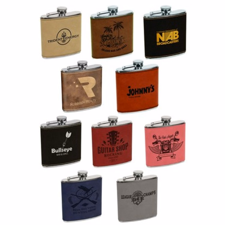 6 Oz. Single Leatherette Flasks