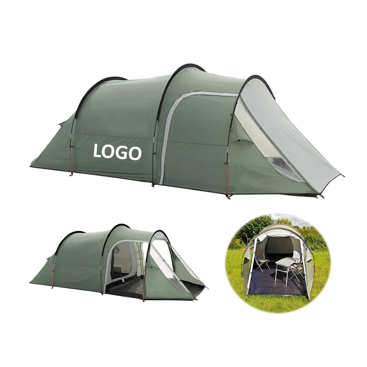 Outdoor Camping Tent With Rainproof Canopy 1