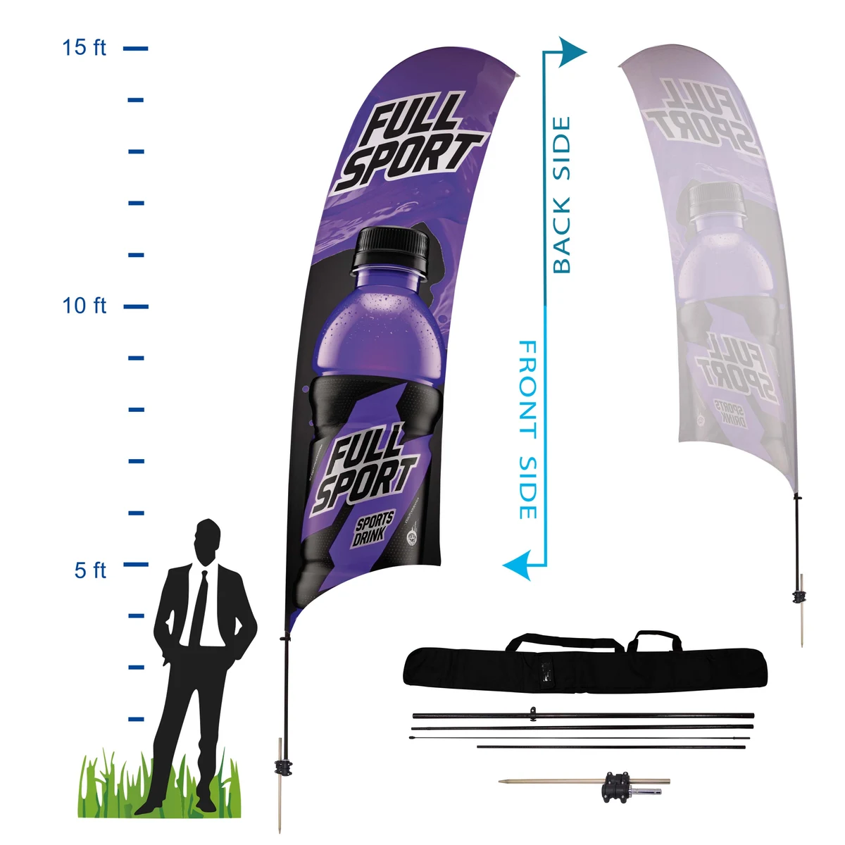 15 ft. Concave Advertising Flag Kit 5 (Single Sided) 1