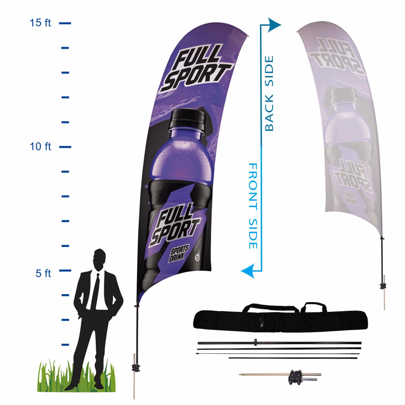 15 ft. Concave Advertising Flag Kit 5 (Single Sided)