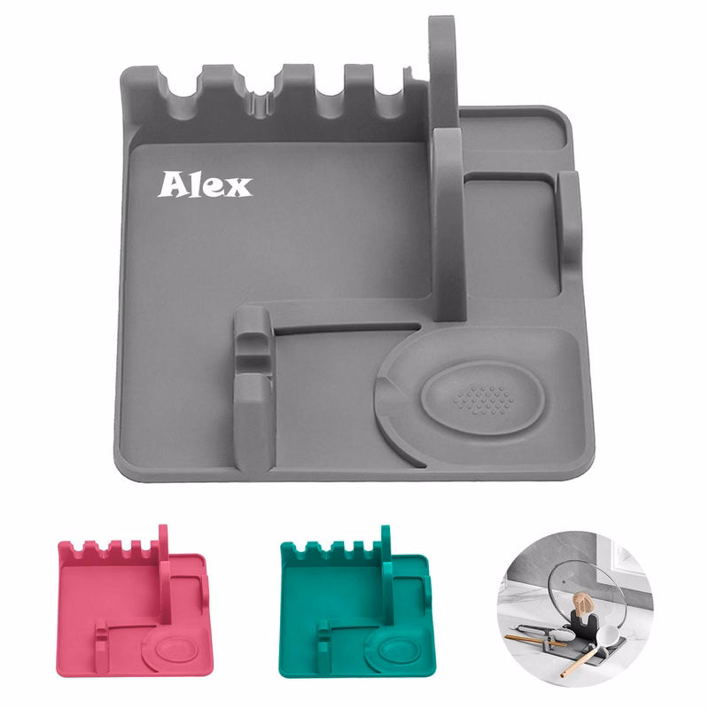 Silicone pot lid spatula rack