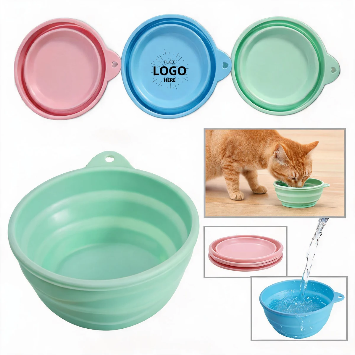 Collapsible Silicone Pet Bowl, Portable Foldable Travel Bowl for Dogs & Cats 1