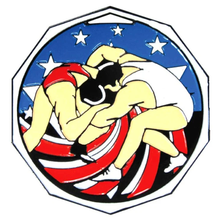 Wrestling Decagon Colored Medallion (2") 1