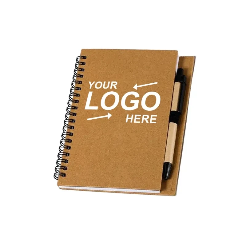 Kraft Paper A5 Wire Bound Journal With Pen 1