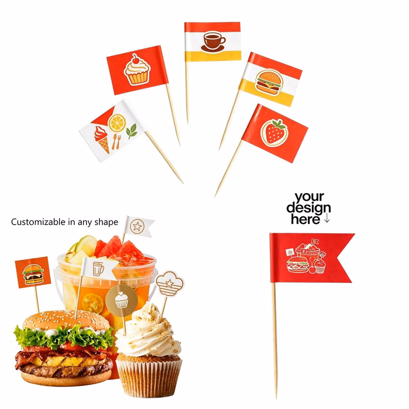 MOQ 20pcs Custom Toothpick Flags