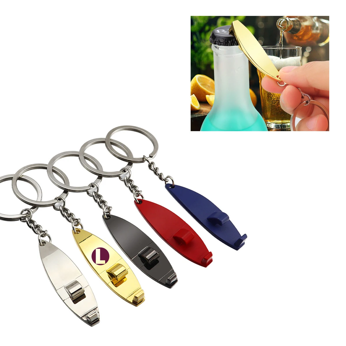 MOQ50 Bottle Opener Keychain Customizable Business Gift Logo 1