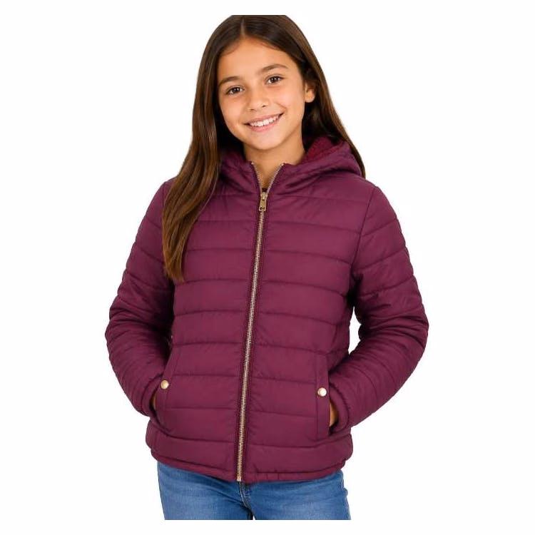 Girls' Reversible Sherpa-Lined Jacket - Size 4-6X Plum