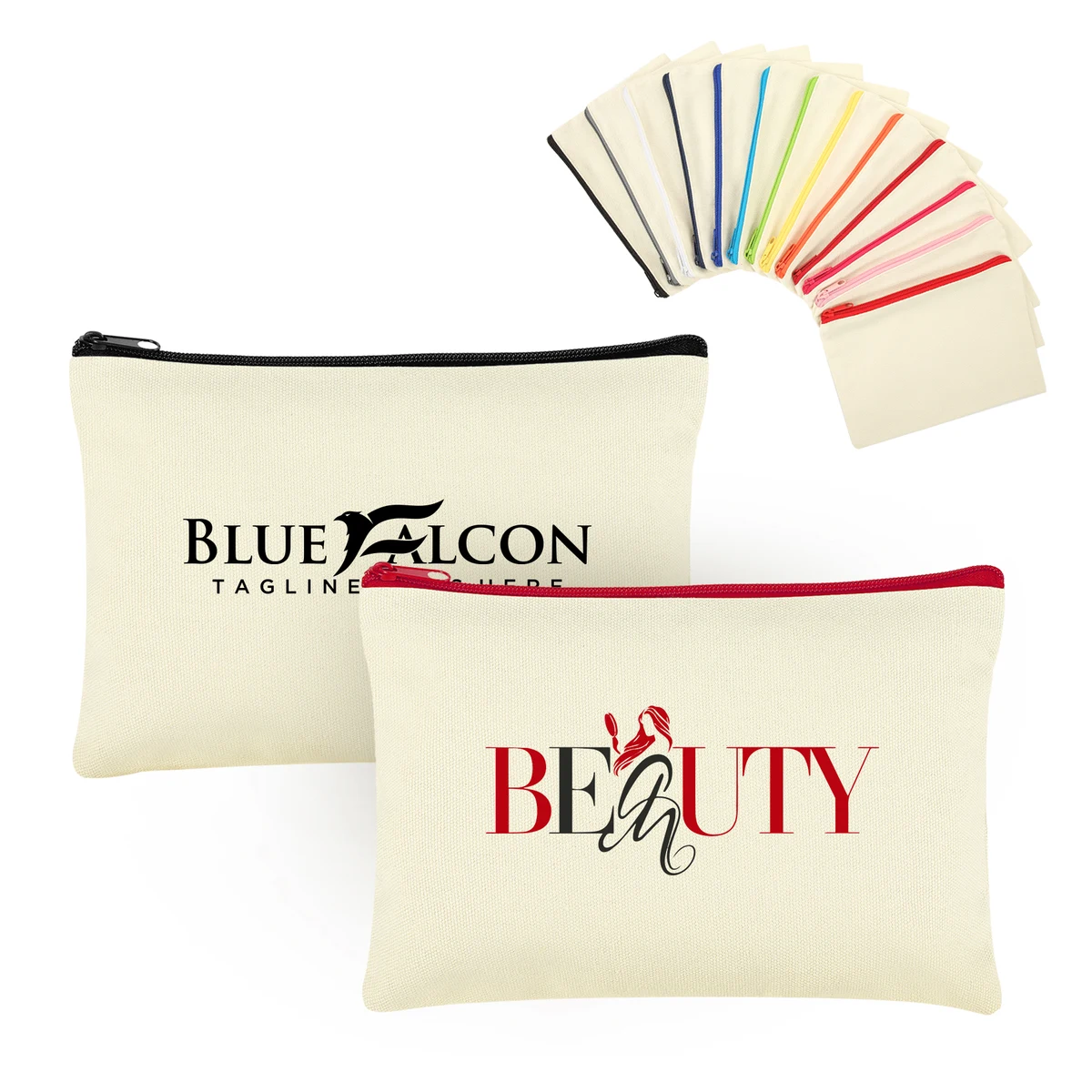 9" x 6" Cotton Canvas Zipper Pouch 1