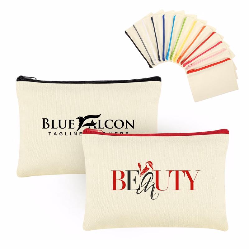 9" x 6" Cotton Canvas Zipper Pouch