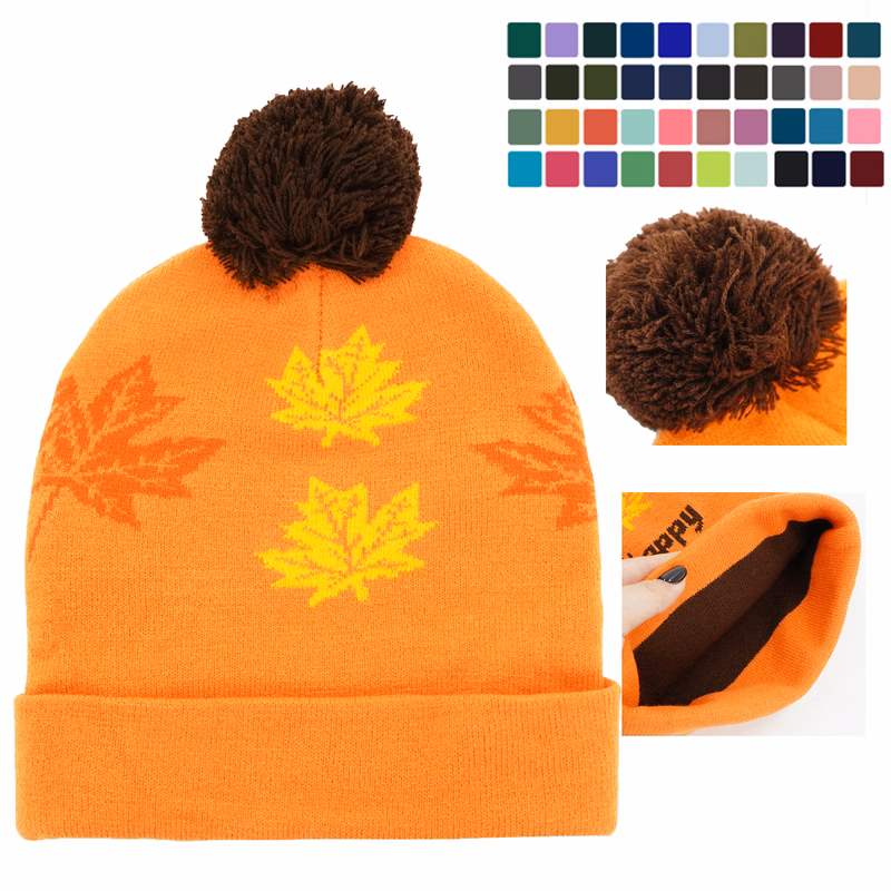 Warm Knitted Hat Band Pompoms