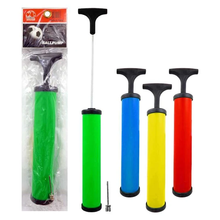 Handheld Ball Pump Four Assorted Colors - 8" 1