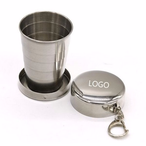 2.5 oz Stainless Steel Collapsible Cup W/ Keyring