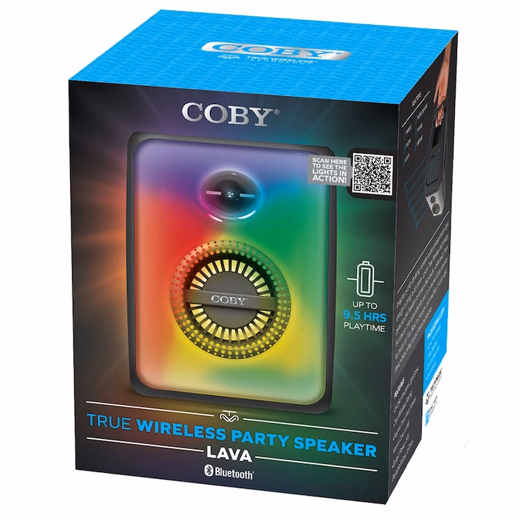 COBY Wireless Party Speakers - Black Lava Lights