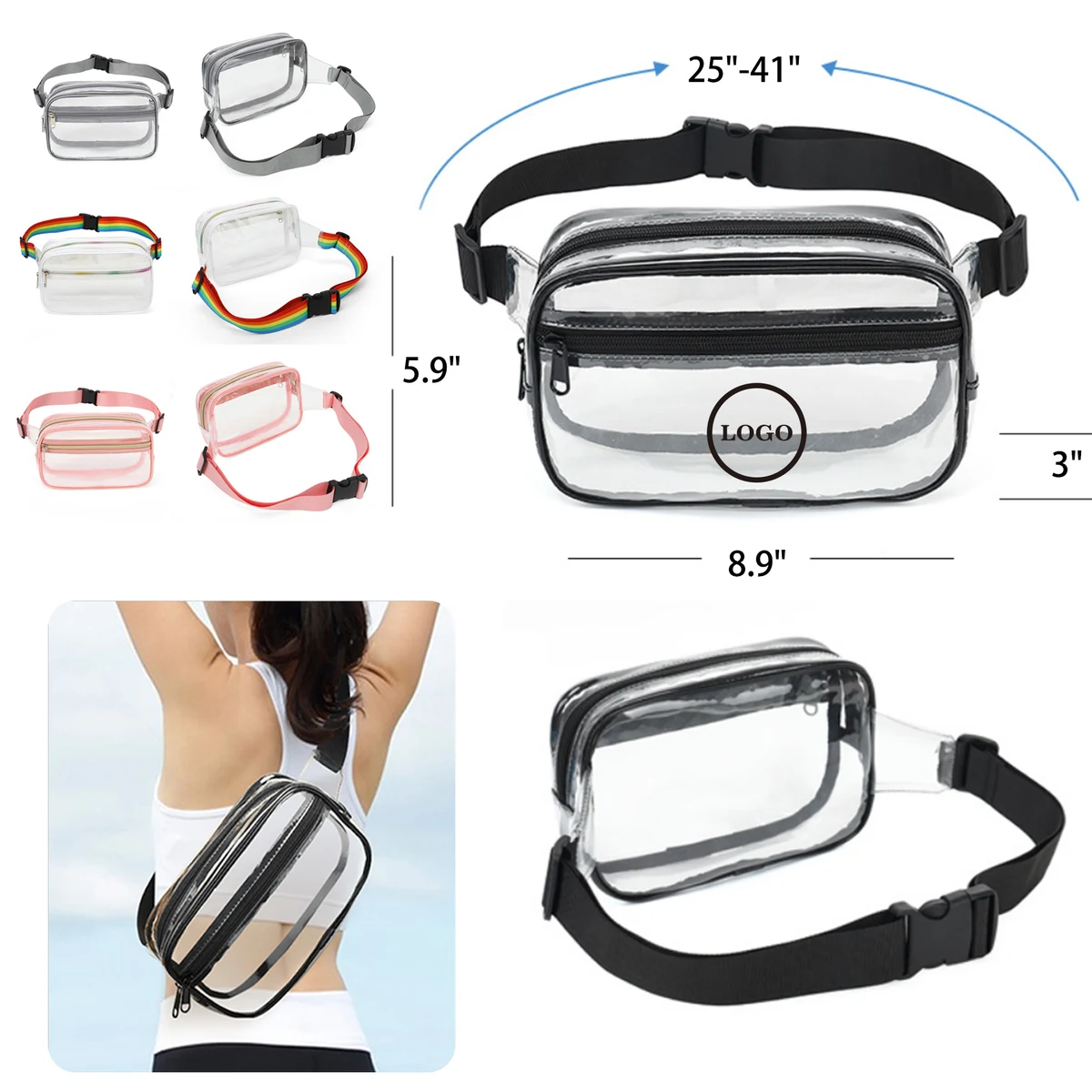 MOQ 50 PCS Durable Transparent Waist Bag 1