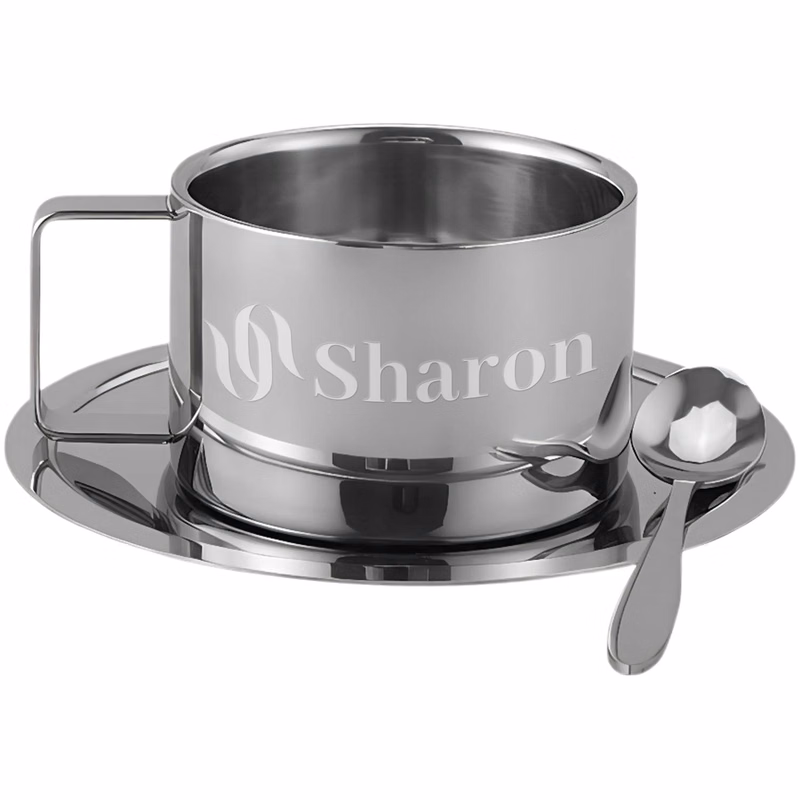 6.8oz Double Wall Stainless Steel Coffee Mug Set
