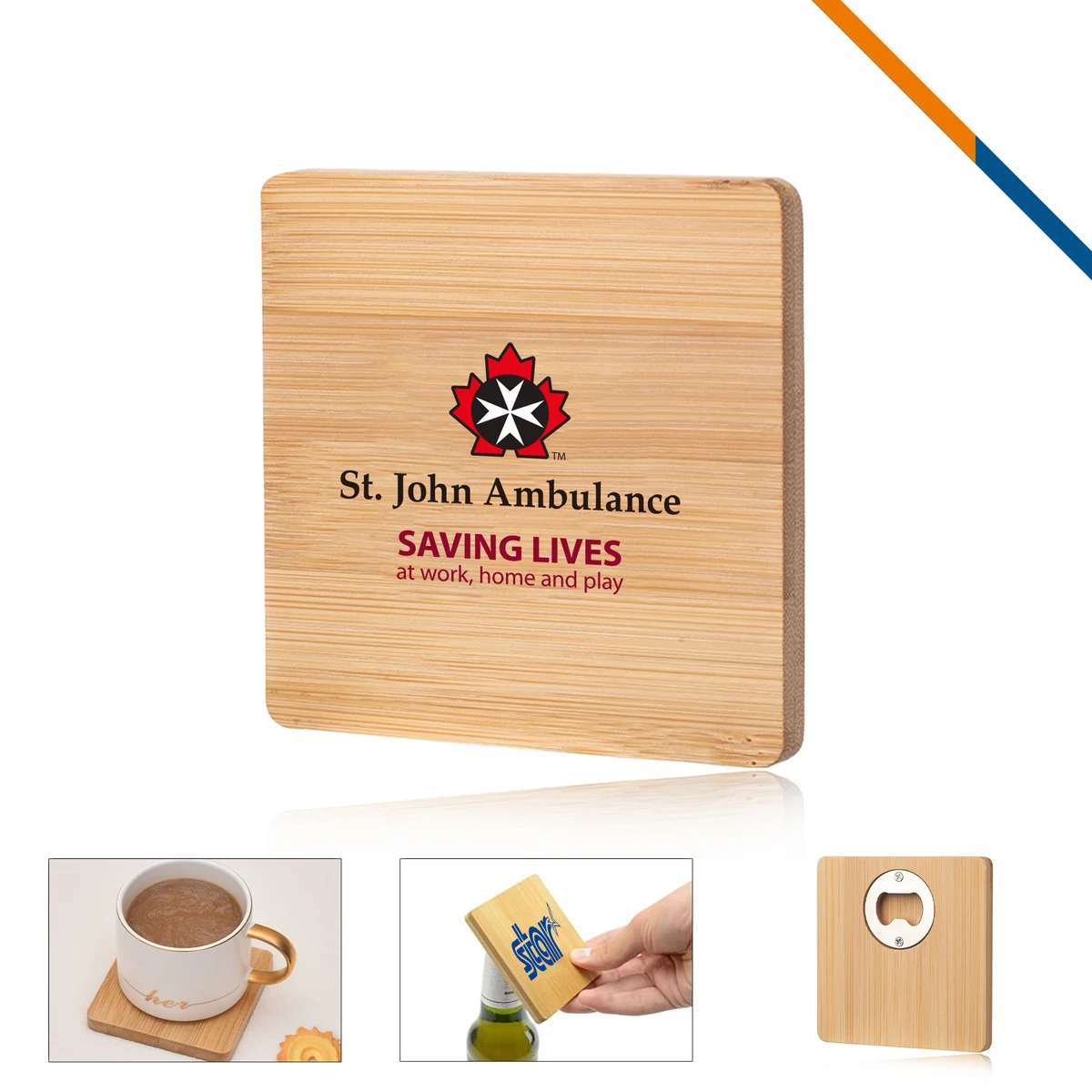 Caso 2in1 Bamboo Coaster Bottle Opener 1