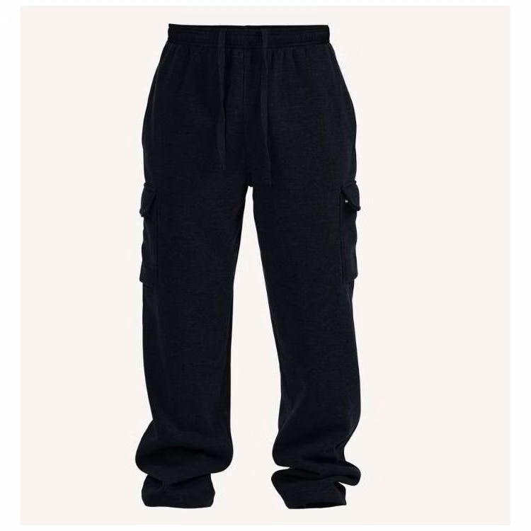 Men's Open Leg Fleece Cargo Sweatpants - Size 3XL-5XL Black