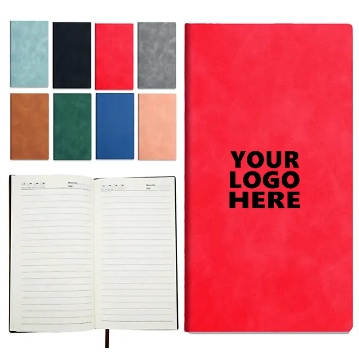 Pocket-Size PU Leather Notebook with Bookmarks 1