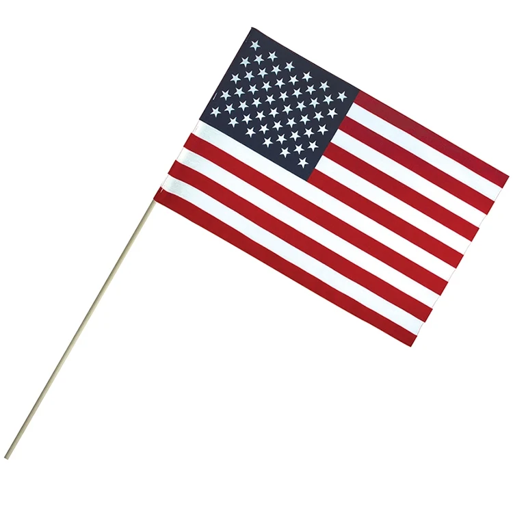 12" x 18" Economy Cotton U.S. Stick Flags on a 30" Dowel 1
