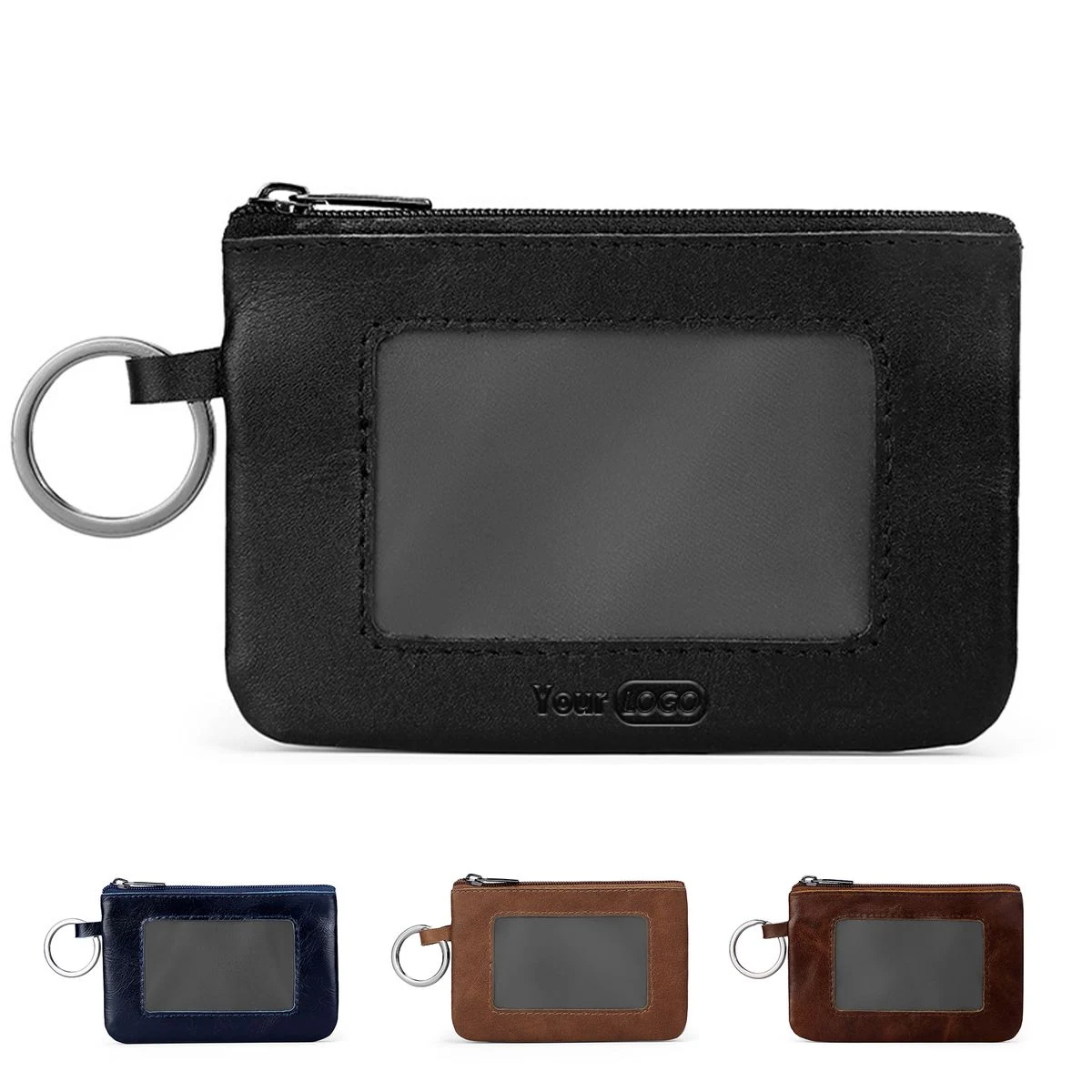 Genuine Leather Vintage multi-functional zippered coin purse 1