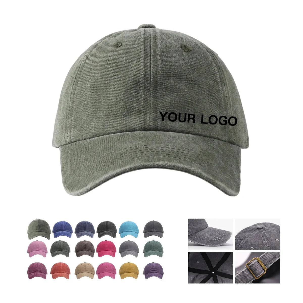 Low Profile Vintage Baseball Cap with Curved Brim 1