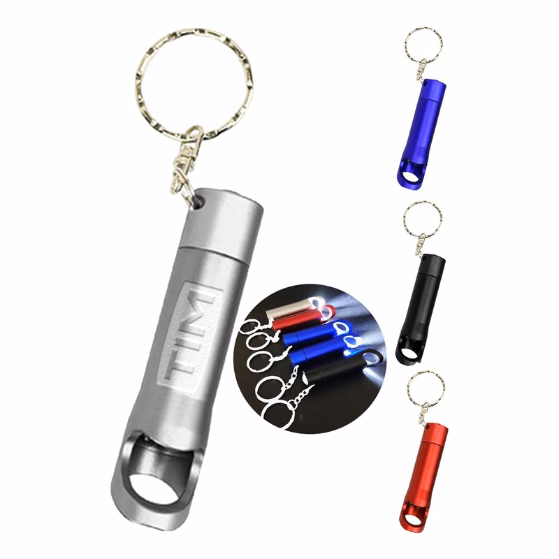 Aluminum LED Bottle Opener Keychain Flashlight