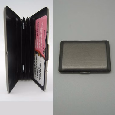 Brushed Gun Metal Card Holder w/ Compartments